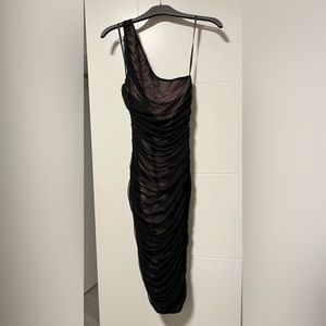 One shoulder midi cocktail dress
